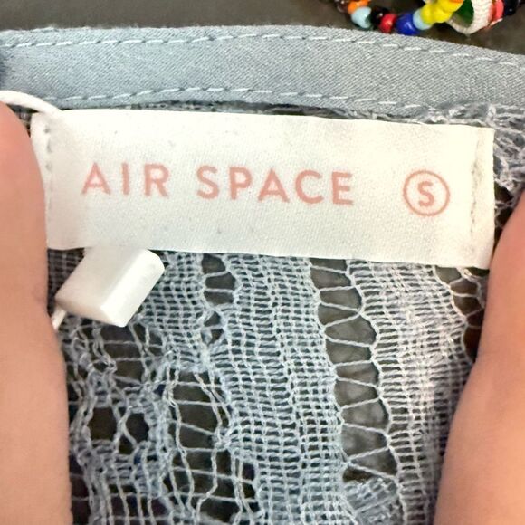 NWT Air Space Sky Blue Lace Romper Shorts Long Bell Sleeve Size Small Summer - Picture 9 of 11